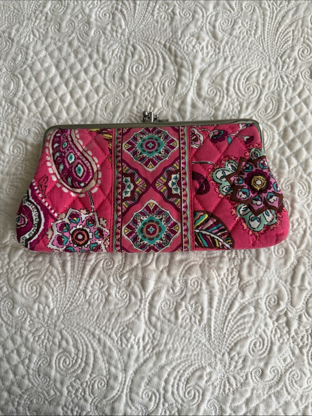 Vera Bradley Pink Quilted Floral Paisley Clasp Clutch